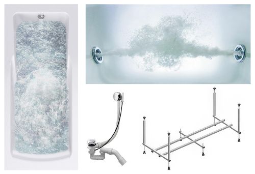 Ванна акриловая гидромассажная Timo HELLA HELLA1575-KT15-SPV1505-T-CM 150х75 пристенная прямоугольная с каркасом