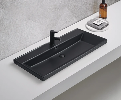 Раковина керамическая Gid Integrado 72204 100х50 встраиваемая цвет черный 1 отверстие под смеситель
