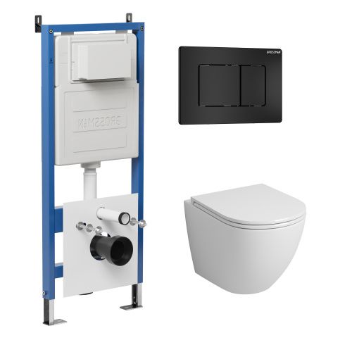 Инсталляция + кнопка смыва + унитаз Grossman Classic 97.4455S.04.21M