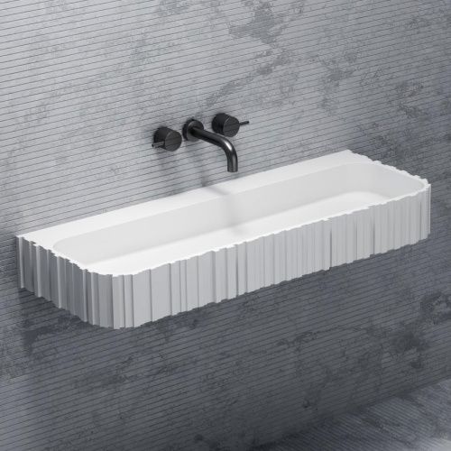 Раковина из искусственного камня Abber STEIN AS2652-1.0 100х50 подвесная цвет белый без отверстий под смеситель