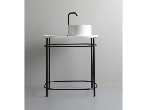 Консоль с раковиной White Ceramic Upper UpperW300701 70х50 напольная цвет черный