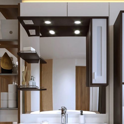 Зеркало-шкаф Бриклаер Бали 4627125411861 90х100 подвесной цвет белый/коричневый