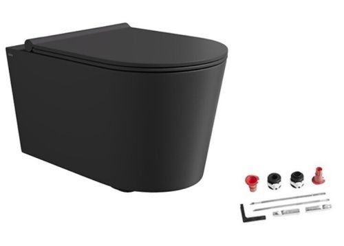 Унитаз подвесной Alice Form 22300108SET черный с сиденьем микролифт безободковый