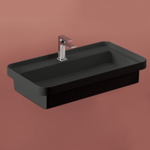 Раковина керамическая Artceram Fuori Scala TFL035 17 00 *1 80 см встраиваемая цвет черный 1 отверстие под смеситель