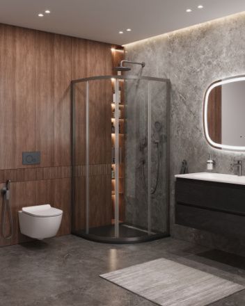 Душевой уголок Cezares MOLVENO MOLVENO-R-2-90-C-GM-IV 90х90 стекло прозрачное профиль оружейная сталь без поддона