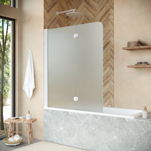 Душевая шторка на ванну Vegas-Glass E2V+E2V NOVO E2V NOVO 120 01 10 L 120х140 стекло матовое профиль белый ориентация левая