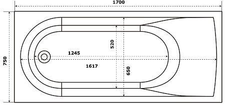 Ванна из литьевго мрамора Bas Афина ВА00020 170х75 пристенная прямоугольная с каркасом - фото 2