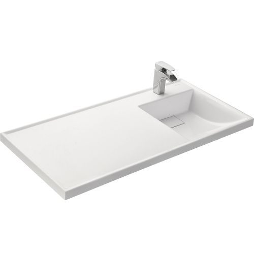 Раковина из искусственного камня Aquaton Лондри 1A72223KLH010 110х50 накладная цвет белый 1 отверстие под смеситель