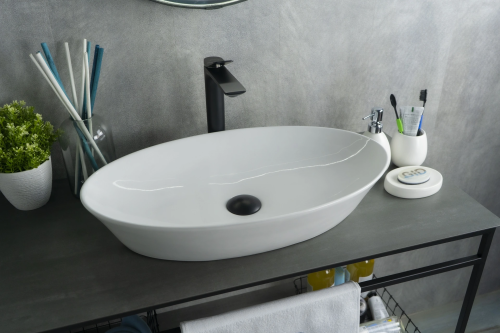 Раковина керамическая Gid Lago 51141 60х40 накладная цвет белый без отверстий под смеситель