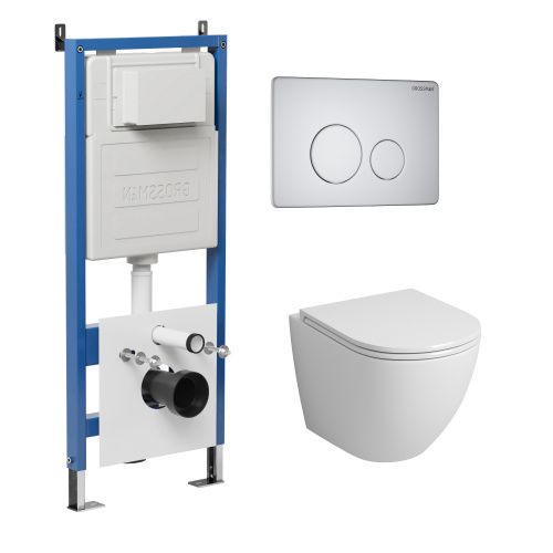 Инсталляция + кнопка смыва + унитаз Grossman Style 97.4455S.05.01M