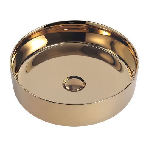 Раковина из сантехнического фаянса Abber BEQUEM AC2109GG 40х40 накладная цвет золото без отверстий под смеситель