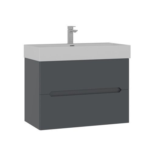 Тумба с раковиной Orka Malta 5001476 80х50 подвесная цвет черный