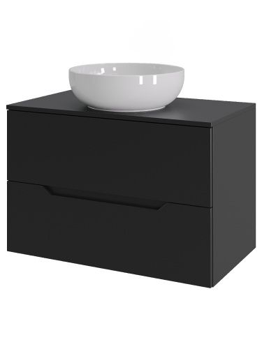Тумба с раковиной Orange Line Li-70TubMDF+B07-420W 70х50 подвесная цвет черный