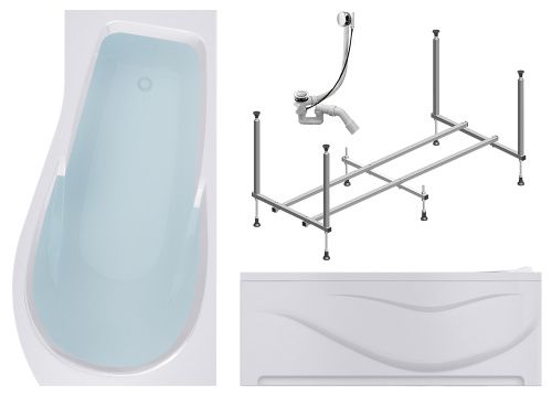 Ванна акриловая Timo VINO VINO1792R-KTVINO17-SPV1505-FPVINO17R 170х90 пристенная асимметричная с каркасом