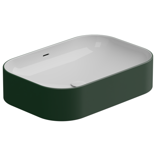 Раковина керамическая GSG Ceramic Design Easy EALAVTP60BI000/036 60х40 накладная цвет белый/зеленый без отверстий под смеситель