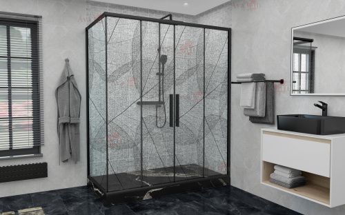 Душевой уголок AvaCan FB2-190-SB100 100х100 стекло тонированное профиль черный без поддона