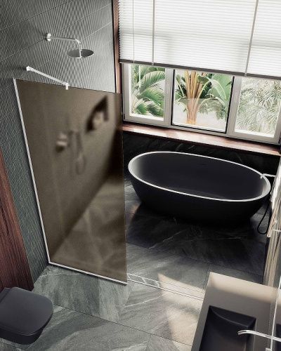 Душевая перегородка Maybah Glass MGD-1354-1у 100х195 стекло тонированное профиль белый