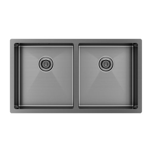 Кухонная мойка Paulmark GERBERG 78/2 UNI PM237844-GM 35х40 цвет вороненая сталь поверхность брашированная