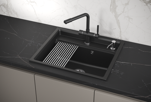 Кухонная мойка Granula Kitchen Space 6003, ШВАРЦ 60х50 цвет черный поверхность матовая