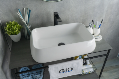 Раковина керамическая Gid Geométrico 51134 60х40 накладная цвет белый без отверстий под смеситель