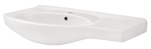 Раковина из сантехнического фаянса Aquaton 1WH110228 80х50 накладная цвет белый 1 отверстие под смеситель