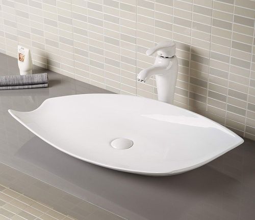 Раковина из сантехнического фаянса CeramaLux 78121 70х40 накладная цвет белый без отверстий под смеситель