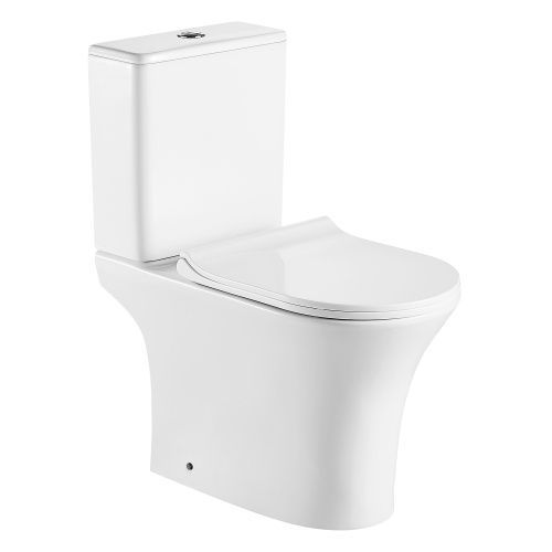 Унитаз-компакт напольный с бачком Azario FRETTA ROUND AZ-1038A белый без сиденья безободковый каскадный смыв