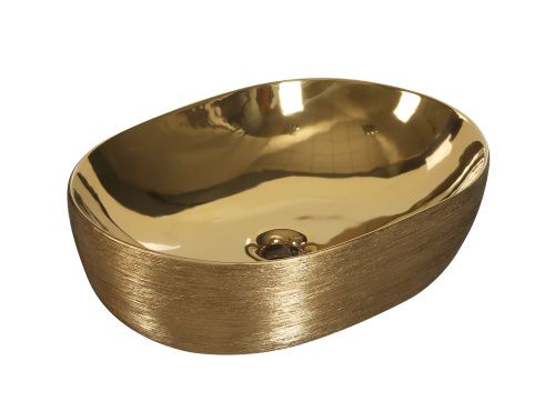 Раковина из сантехнического фарфора Milleau BOUTIQUE MU7100K-MG/EGG 50х40 накладная цвет золото без отверстий под смеситель