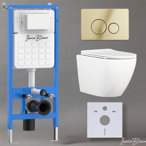 Комплект унитаз с инталляцией и клавишей смыва Iberica Blanca BILBAO ALTO IB001.BLA.231.816