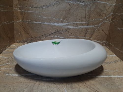 Раковина из сантехнического фаянса CeramaLux 78255-1 50х30 накладная цвет белый без отверстий под смеситель