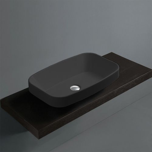 Раковина керамическая Simas Baden Baden BB11 nero matt 60 см накладная цвет черный без отверстий под смеситель