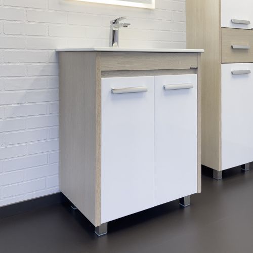 Тумба с раковиной Comforty Тулуза 00-00016586CF 60х50 напольная цвет белый/бежевый