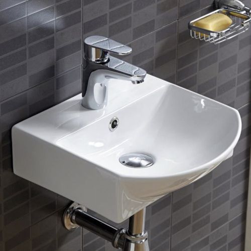 Раковина из сантехнического фарфора Melana 78014B-805 40х40 подвесная цвет белый 1 отверстие под смеситель