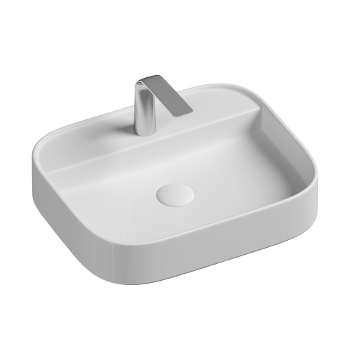 Раковина из сантехнического фарфора Ceramica Nova ELEMENT CN6034 60х50 накладная цвет белый 1 отверстие под смеситель