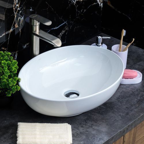 Раковина из сантехнического фарфора Melana 320316-805 50х40 накладная цвет белый без отверстий под смеситель