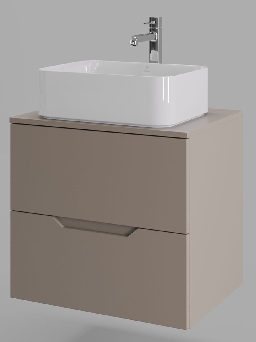 Тумба с раковиной Orange Line Li-60TuLMDF+B02-460W 60х50 подвесная цвет бежевый