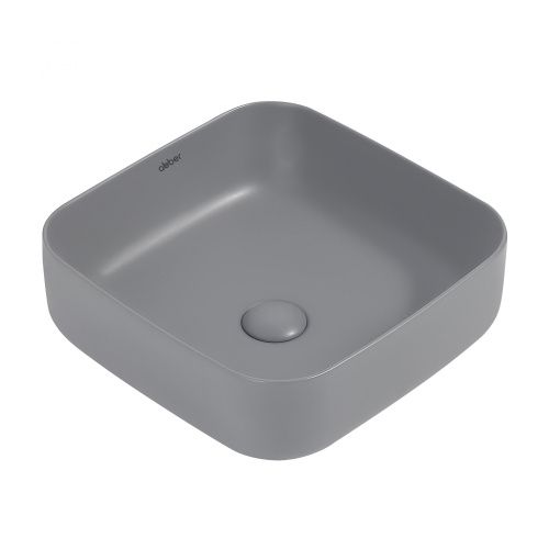 Раковина из сантехнического фаянса Abber RECHTECK AC2211MG 40х40 накладная цвет серый без отверстий под смеситель