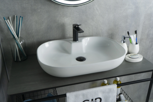 Раковина керамическая Gid Lago 51156 60х40 накладная цвет белый 1 отверстие под смеситель