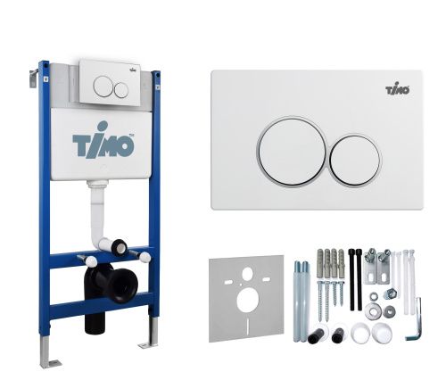Инсталляция для унитаза и кнопка смыва механическая цвет белый Timo KULO TWC-01+FP-001W