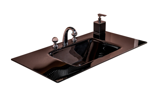 Раковина стеклянная Armadi Art NeoArt 852-100-B 80х50 полувстраиваемая цвет серый 1 отверстие под смеситель