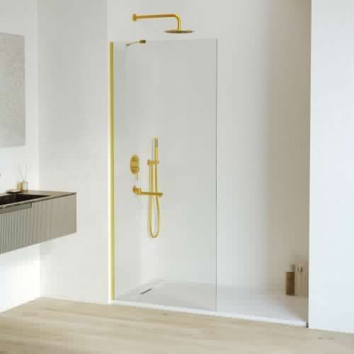 Душевая перегородка RGW Walk In 351010211-16 110х195 стекло прозрачное профиль золото