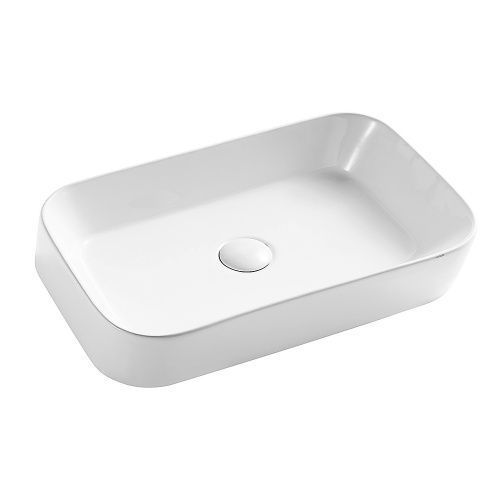 Раковина из сантехнического фаянса Azario AZ-2243 60 см накладная цвет белый без отверстий под смеситель