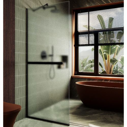 Душевая перегородка Maybah Glass MGD-737-6у 90х195 стекло тонированное профиль черный