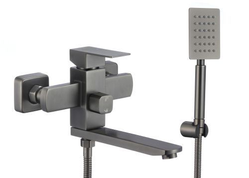 Смеситель для ванны и душа Fmark FS8104Q настенный графит