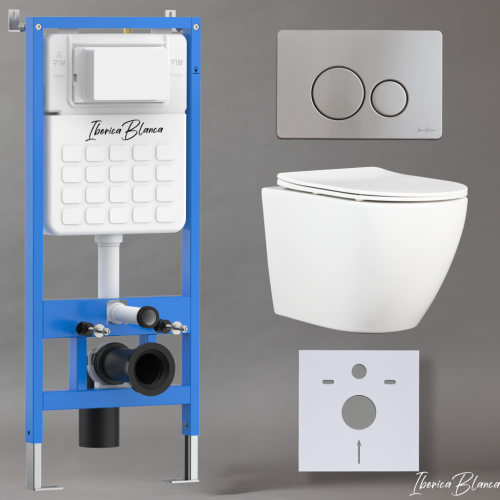 Комплект унитаз с инталляцией и клавишей смыва Iberica Blanca BILBAO ALTO IB001.BLA.231.8132