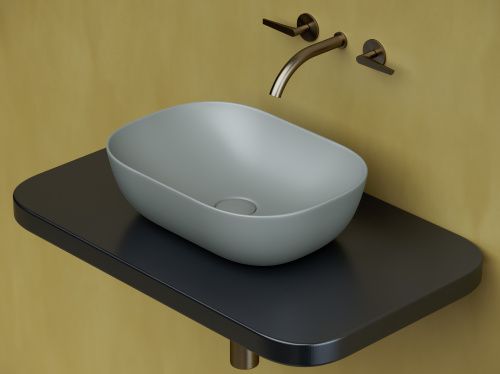 Раковина из сантехнического фарфора Ceramica Nova ELEMENT CN6009MH 50х30 накладная цвет черный без отверстий под смеситель