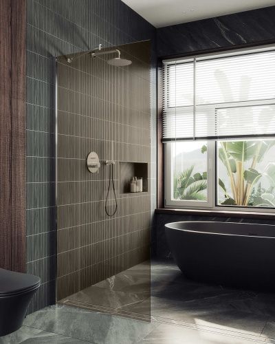 Душевая перегородка Maybah Glass MGD-684-5ш 120х195 стекло тонированное профиль хром