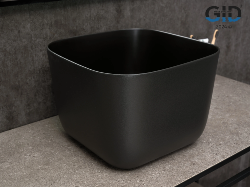 Раковина керамическая Gid Creativo 53356 40х40 накладная цвет черный без отверстий под смеситель