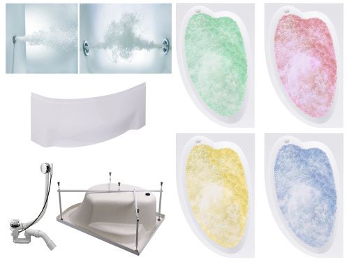 Ванна акриловая гидромассажная Timo IVA IVA1610L-KTIVA16-SPV1505-T-CM-T-BM-T-CT-FPIVA16L 160х100 пристенная асимметричная с каркасом