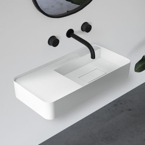 Раковина из искусственного камня Abber STEIN AS2627-0.8 80х40 подвесная цвет белый без отверстий под смеситель